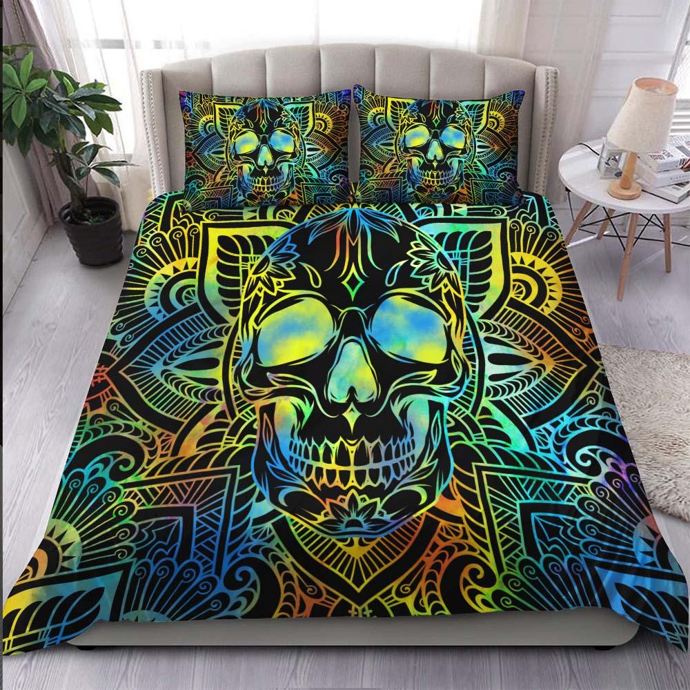 Colorful Mandala Skull Duvet Cover Set - Wonder Skull