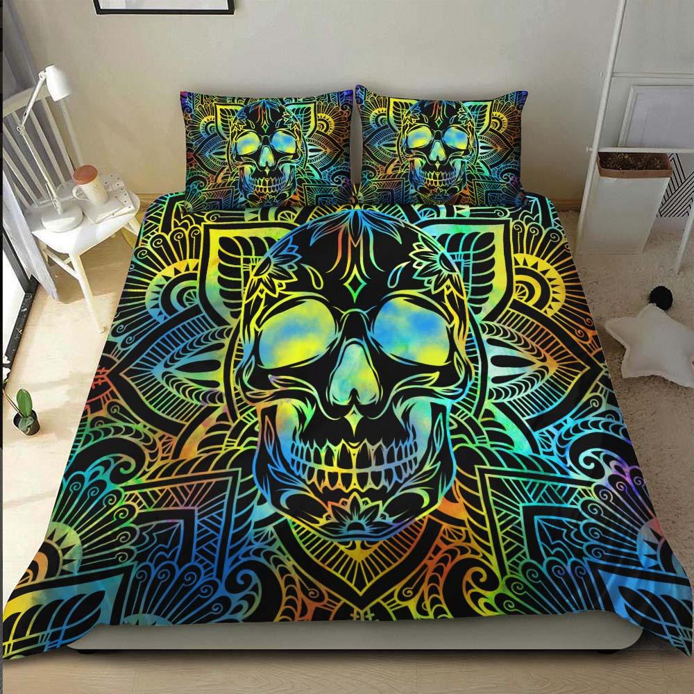 Colorful Mandala Skull Duvet Cover Set - Wonder Skull