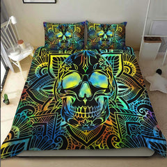 Colorful Mandala Skull Duvet Cover Set - Wonder Skull