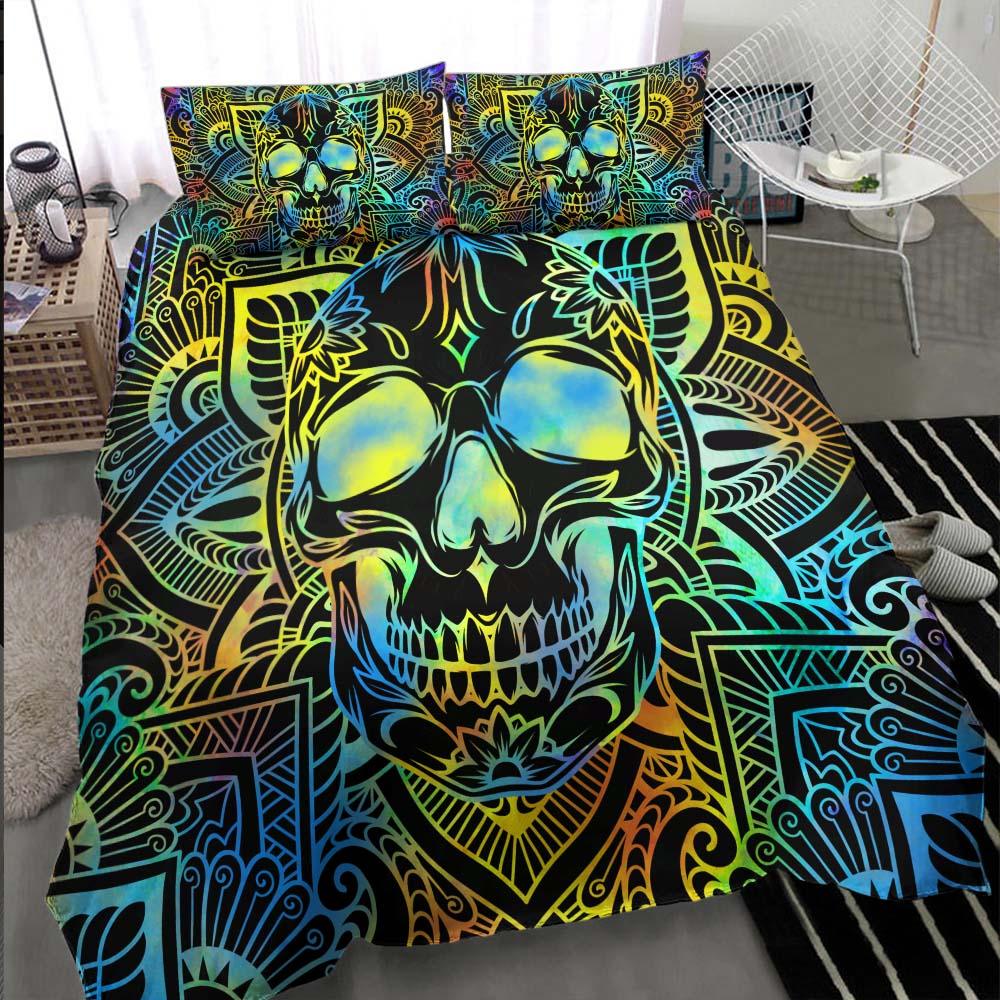 Colorful Mandala Skull Duvet Cover Set - Wonder Skull