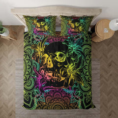 Colorful Mandala Skull Lily Duvet Cover Set - Wonder Skull