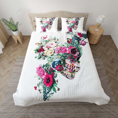 Colorful Skeleton Flower Duvet Cover Set - Wonder Skull