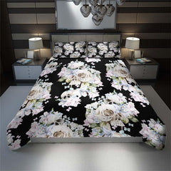 Skull Flower Pattern Duvet Cover Set - Wonder Skull