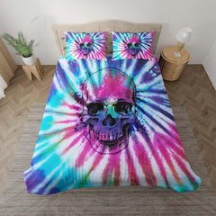 Colorful Tie Dye Skull Duvet Cover Set - Wonder Skull