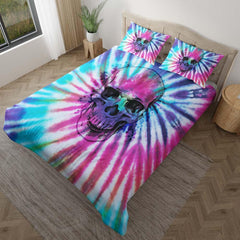 Colorful Tie Dye Skull Duvet Cover Set - Wonder Skull