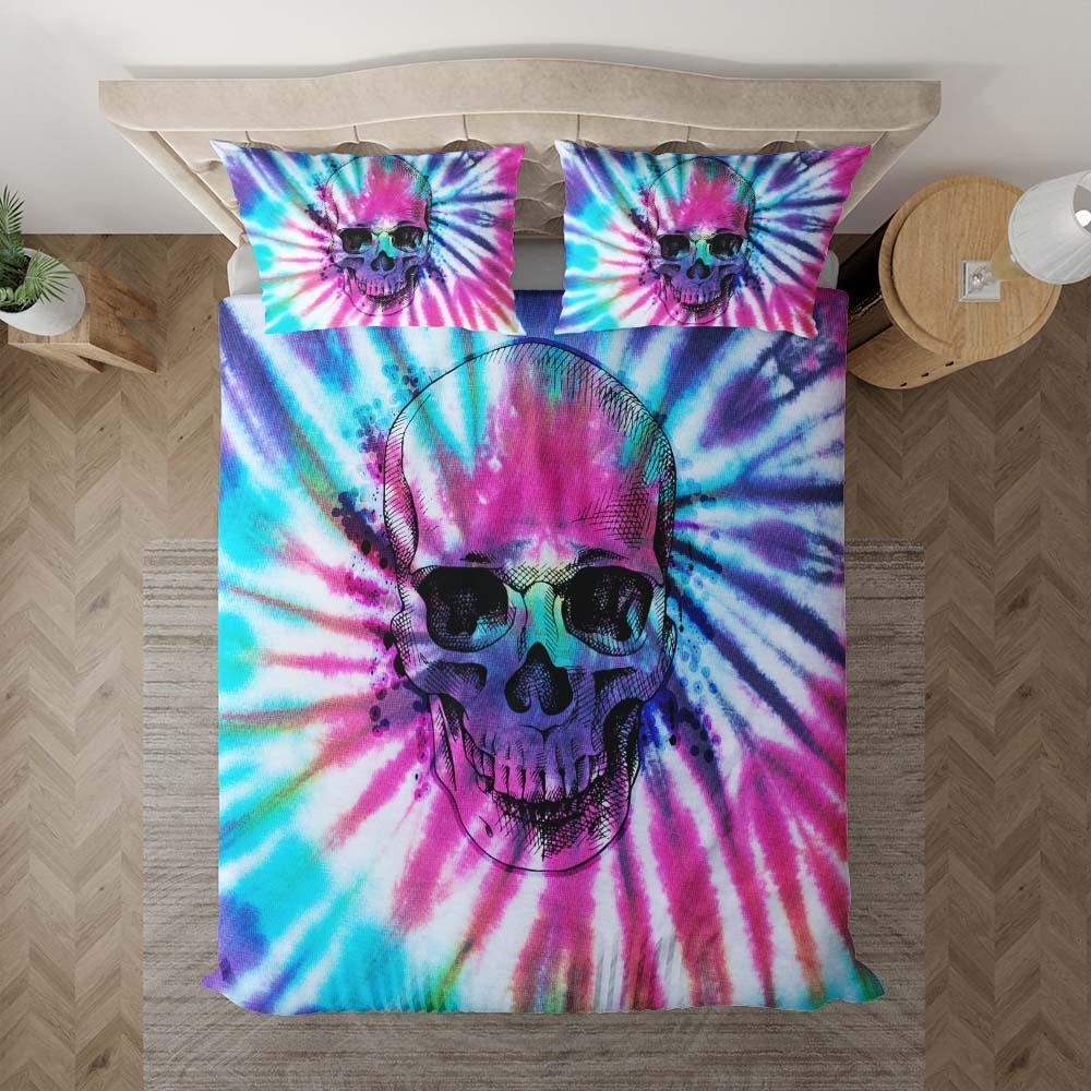 Colorful Tie Dye Skull Duvet Cover Set - Wonder Skull
