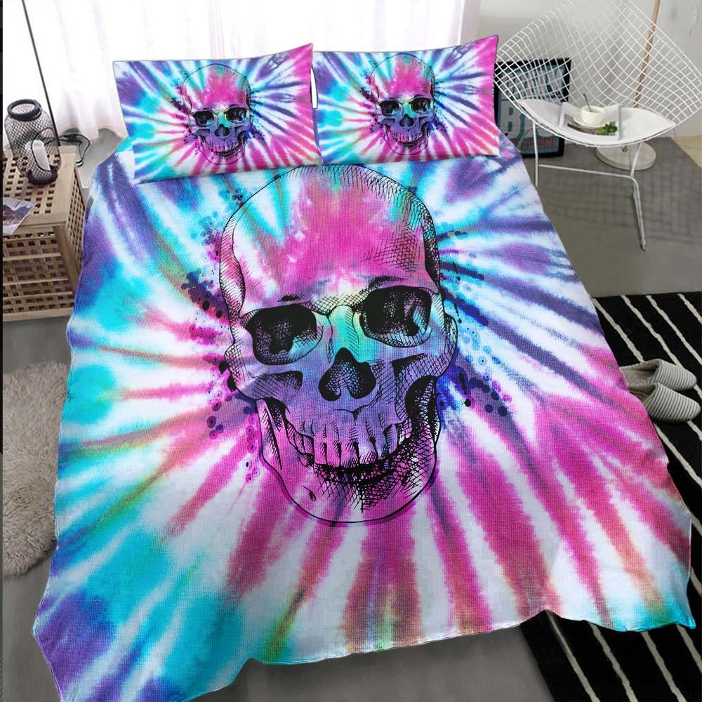 Colorful Tie Dye Skull Duvet Cover Set - Wonder Skull