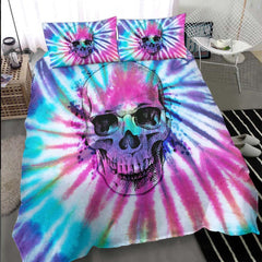 Colorful Tie Dye Skull Duvet Cover Set - Wonder Skull