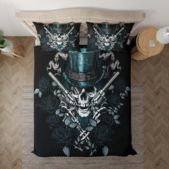 Cool Skull Cowboy Dark Cyan Duvet Cover Set - Wonder Skull