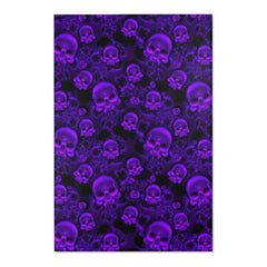 Skull Gothic Dark Purple Flowers Area Rugs - Wonder Skull