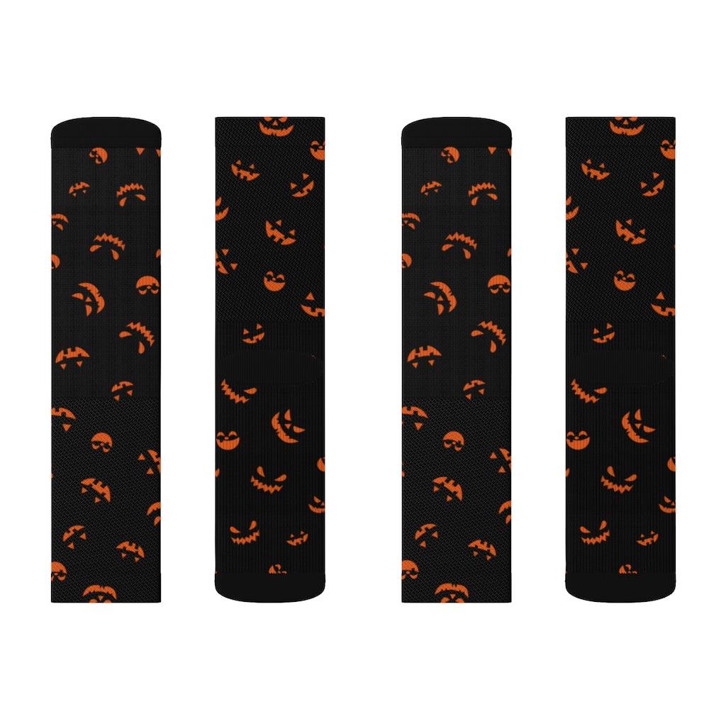 Horror Pumpkin Halloween Sublimation Socks - Wonder Skull
