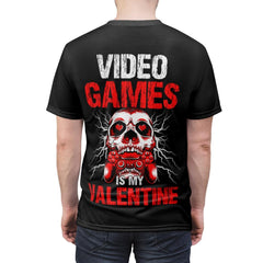 Video Games Is My Valentine - Unisex AOP Cut & Sew Tee - Wonder Skull