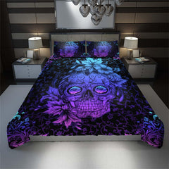 Dark Cyan Sugar Skull Duvet Cover Set - Wonder Skull