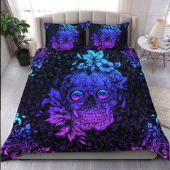 Dark Cyan Sugar Skull Duvet Cover Set - Wonder Skull