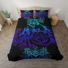 Dark Gradient Skull Mandala Art Duvet Cover Set - Wonder Skull