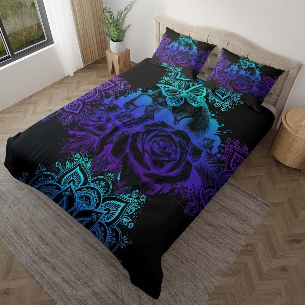 Dark Gradient Skull Mandala Art Duvet Cover Set - Wonder Skull