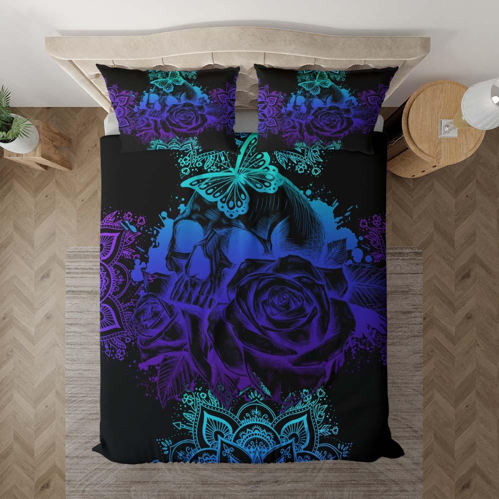 Dark Gradient Skull Mandala Art Duvet Cover Set - Wonder Skull