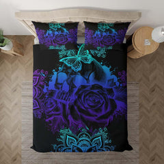 Dark Gradient Skull Mandala Art Duvet Cover Set - Wonder Skull