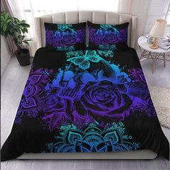 Dark Gradient Skull Mandala Art Duvet Cover Set - Wonder Skull
