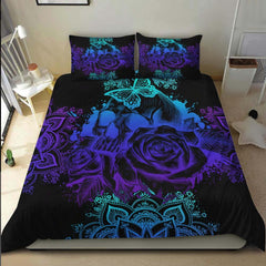 Dark Gradient Skull Mandala Art Duvet Cover Set - Wonder Skull