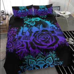 Dark Gradient Skull Mandala Art Duvet Cover Set - Wonder Skull
