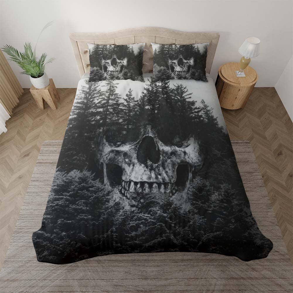 Dark Skull Forest Duvet Cover Set - Wonder Skull
