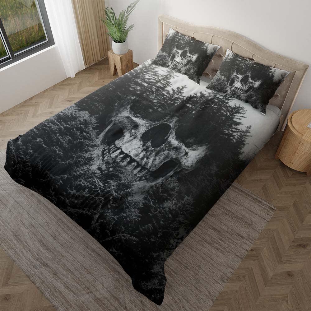 Dark Skull Forest Duvet Cover Set - Wonder Skull