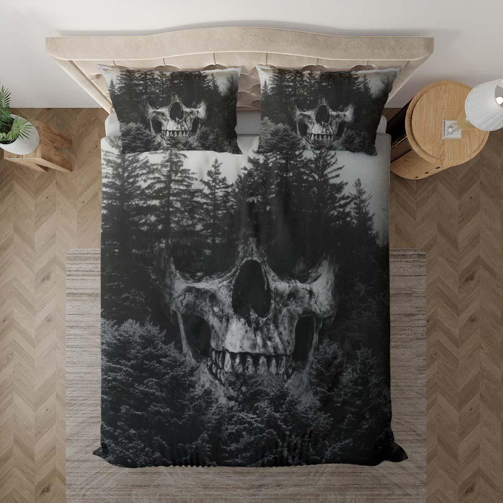 Dark Skull Forest Duvet Cover Set - Wonder Skull