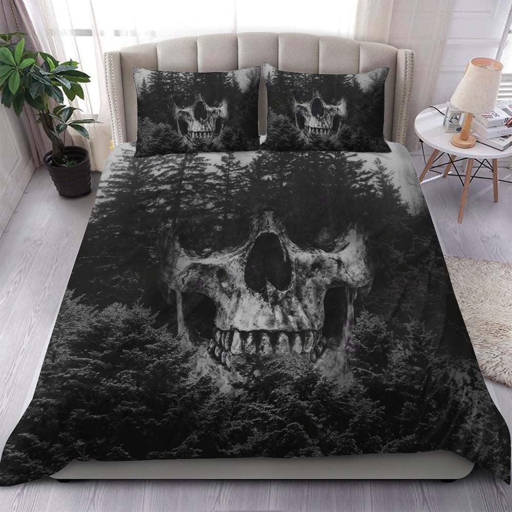 Dark Skull Forest Duvet Cover Set - Wonder Skull
