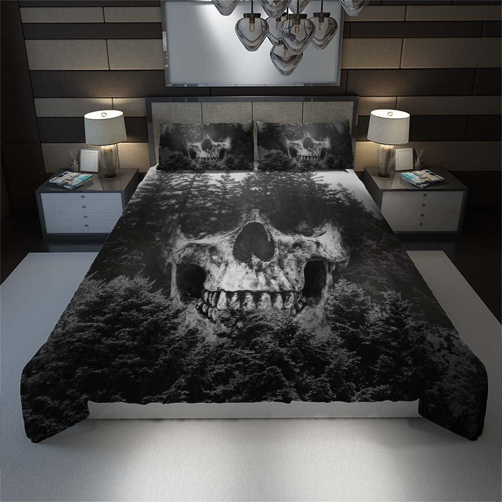 Dark Skull Forest Duvet Cover Set - Wonder Skull