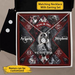 Gothic Skull Forever Love Necklace & Clear CZ Earrings - Wonder Skull