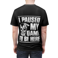 I Paused My Game - Unisex AOP Cut & Sew Tee - Wonder Skull