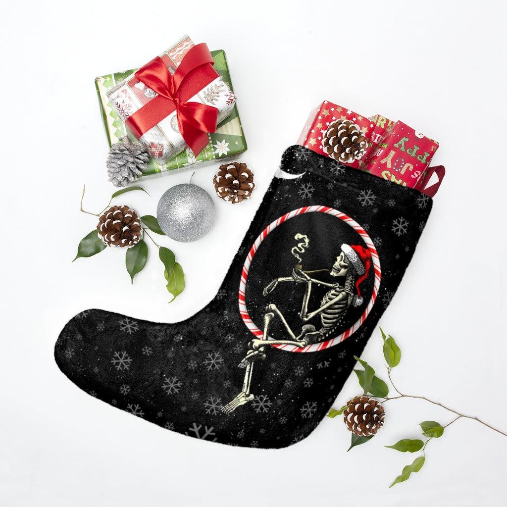 Skull Santa Claus On The Moon Christmas Stockings - Wonder Skull