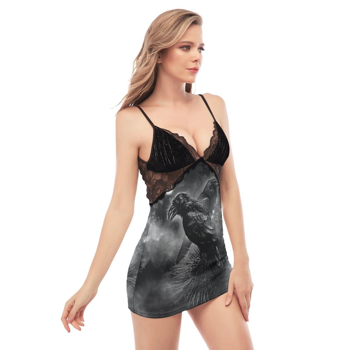 Ravens Lace Chemise Nightgown, Sexy Night Dress - Wonder Skull