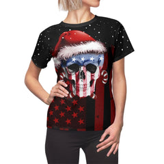 US Flag Skull All Over Print T-shirt For Women - Wonder Skull