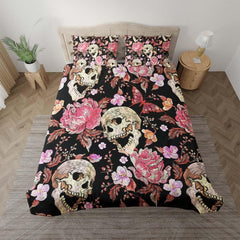 Embroidery Skull Floral Art Duvet Cover Set - Wonder Skull
