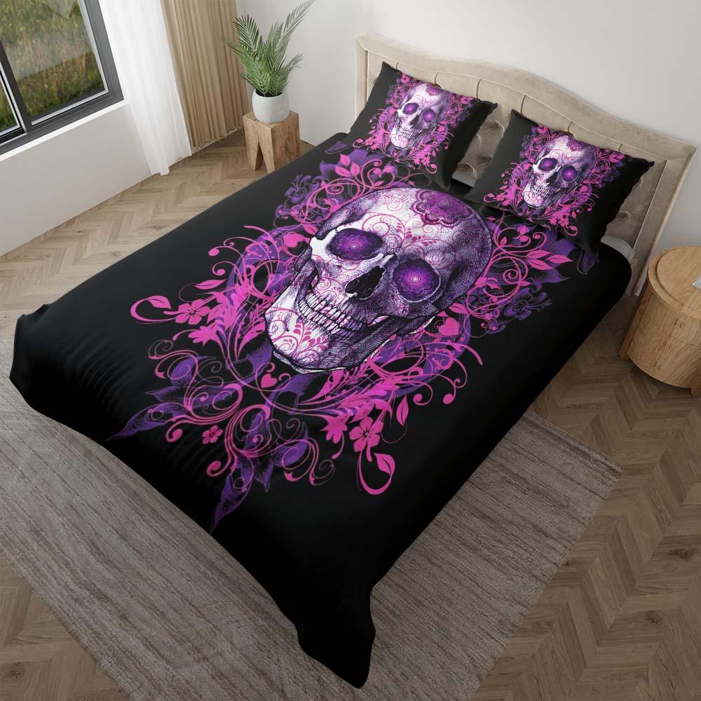 Eye-catching Ornament Skull Art Duvet Cover Set - Wonder Skull