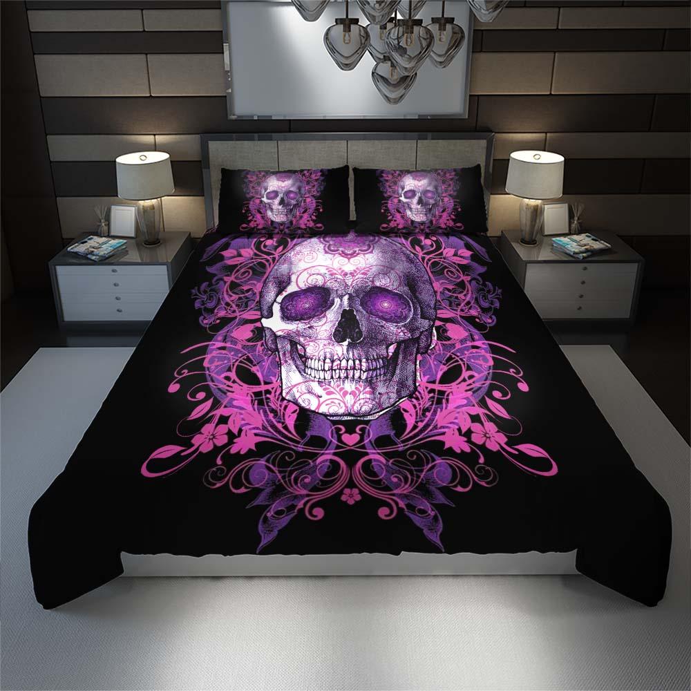 Eye-catching Ornament Skull Art Duvet Cover Set - Wonder Skull