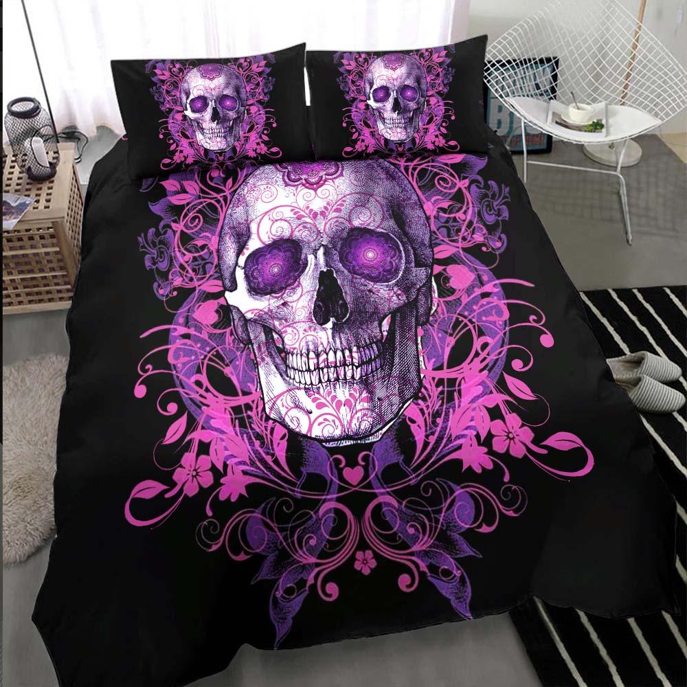 Eye-catching Ornament Skull Art Duvet Cover Set - Wonder Skull