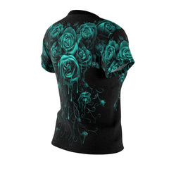 Cyan Skull And Rose Melting All Over Print T-shirt For Women - Wonder Skull
