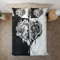 Fire Heart Skull Duvet Cover Set - Wonder Skull