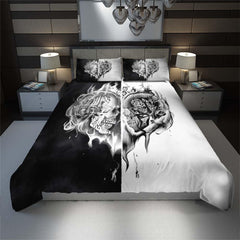 Fire Heart Skull Duvet Cover Set - Wonder Skull