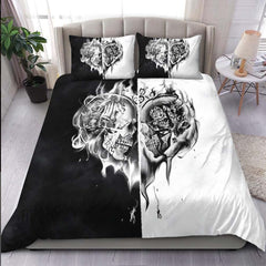 Fire Heart Skull Duvet Cover Set - Wonder Skull