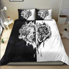 Fire Heart Skull Duvet Cover Set - Wonder Skull
