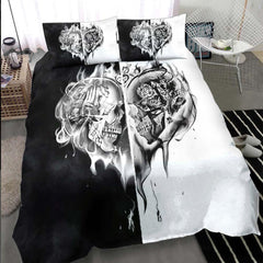 Fire Heart Skull Duvet Cover Set - Wonder Skull