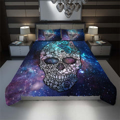 Galaxy Butterfly Skull Duvet Cover Set - Wonder Skull