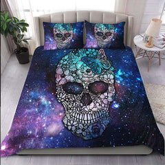 Galaxy Butterfly Skull Duvet Cover Set - Wonder Skull
