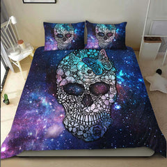 Galaxy Butterfly Skull Duvet Cover Set - Wonder Skull