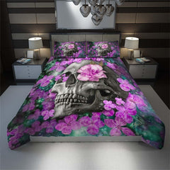 Galaxy Flowers Skull Pattern Duvet Cover Set - Wonder Skull