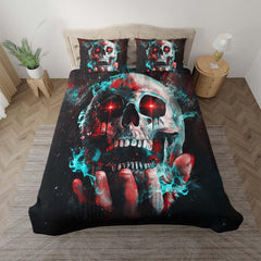 Galaxy Hand Holding Skull Duvet Cover Set - Wonder Skull
